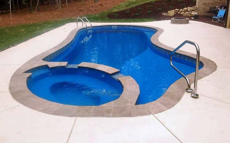 The Brilliant design swimming pool with cement patio and firepit