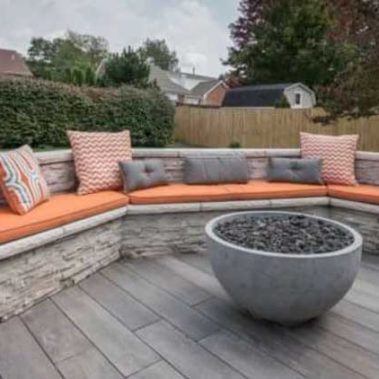 Seats around the Bowl Shaped Stone Firepit