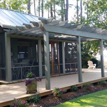 Pool House With Pergola and Deck