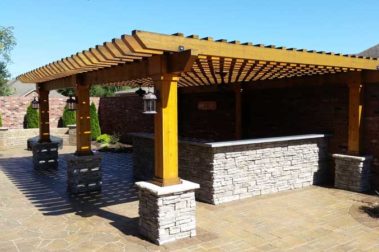 Wooden Pergola built on Stone Pillars