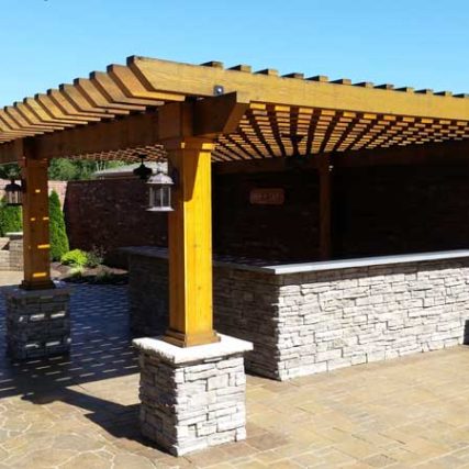 Wooden Pergola built on Stone Pillars