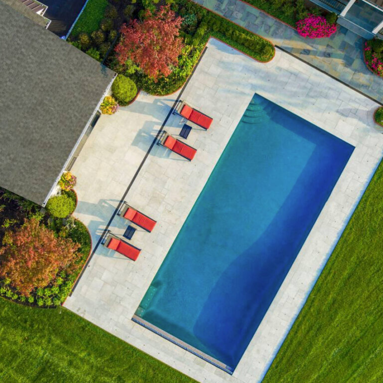 Aerial view of large gunite pool