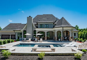 The preakness pool installed in front of a luxury house
